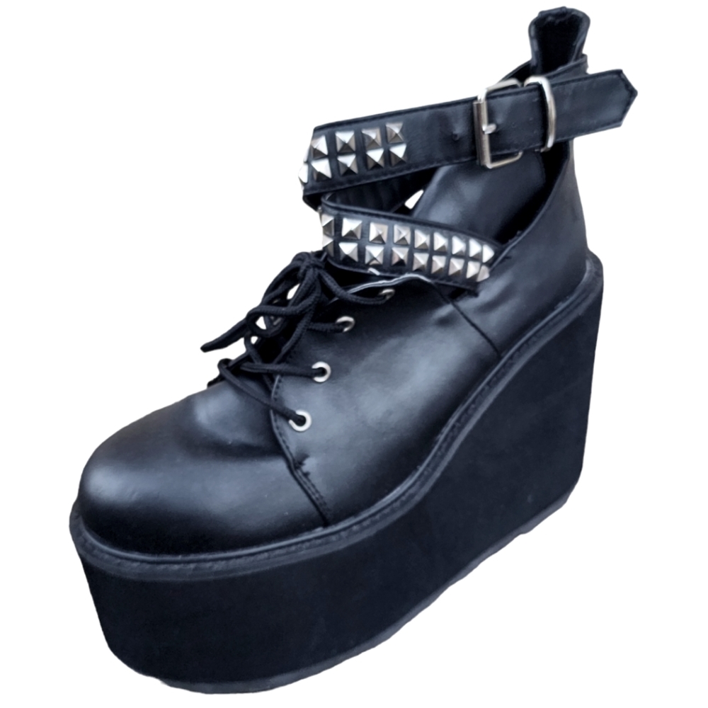 Demonia Swing 105 Stud Strap Wedge Platforms - image 3